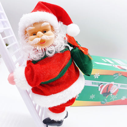 Single ladder electric climbing bead curtain climbing stairs Santa Claus Christmas ornaments Christmas gifts electric doll