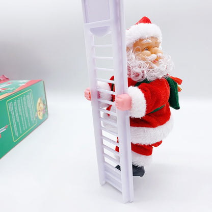 Single ladder electric climbing bead curtain climbing stairs Santa Claus Christmas ornaments Christmas gifts electric doll