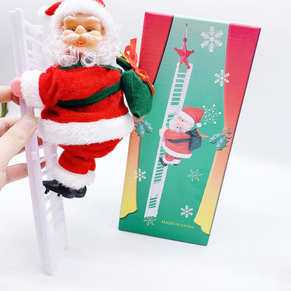 Single ladder electric climbing bead curtain climbing stairs Santa Claus Christmas ornaments Christmas gifts electric doll