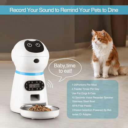 Pet automatic feeder pet feeder pet smart feeder stainless steel food pan