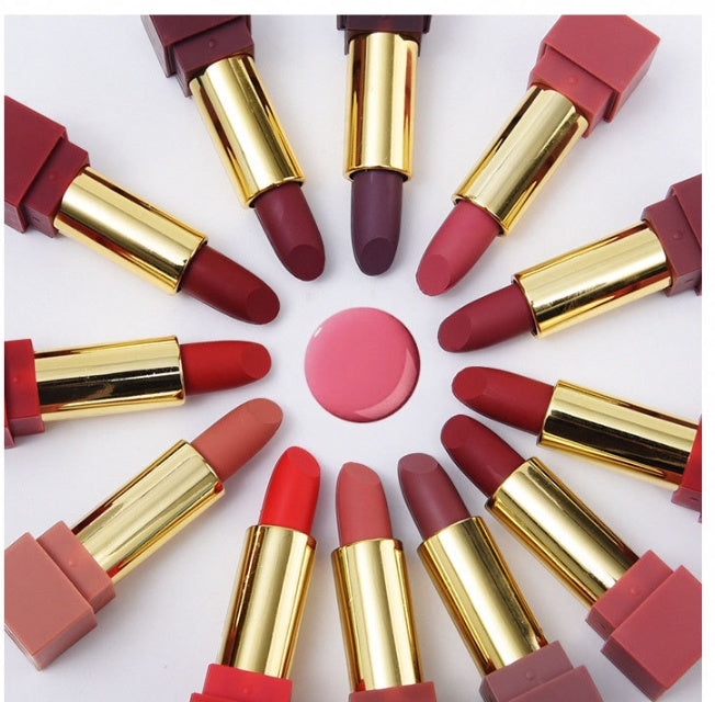 New set of 12-color square tube lipstick matte lipstick