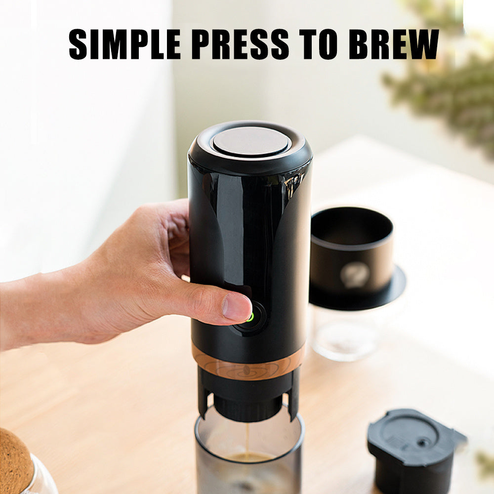 Portable Espresso Machine 9 Bar Pressure Rechargeable 2 in 1 Small Travel Coffee Maker Compatible with Nespresso Capsules Ground Coffee Perfect for Travel Camping Hiking Office Kitchen Black