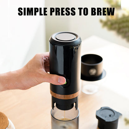 Portable Espresso Machine 9 Bar Pressure Rechargeable 2 in 1 Small Travel Coffee Maker Compatible with Nespresso Capsules Ground Coffee Perfect for Travel Camping Hiking Office Kitchen Black