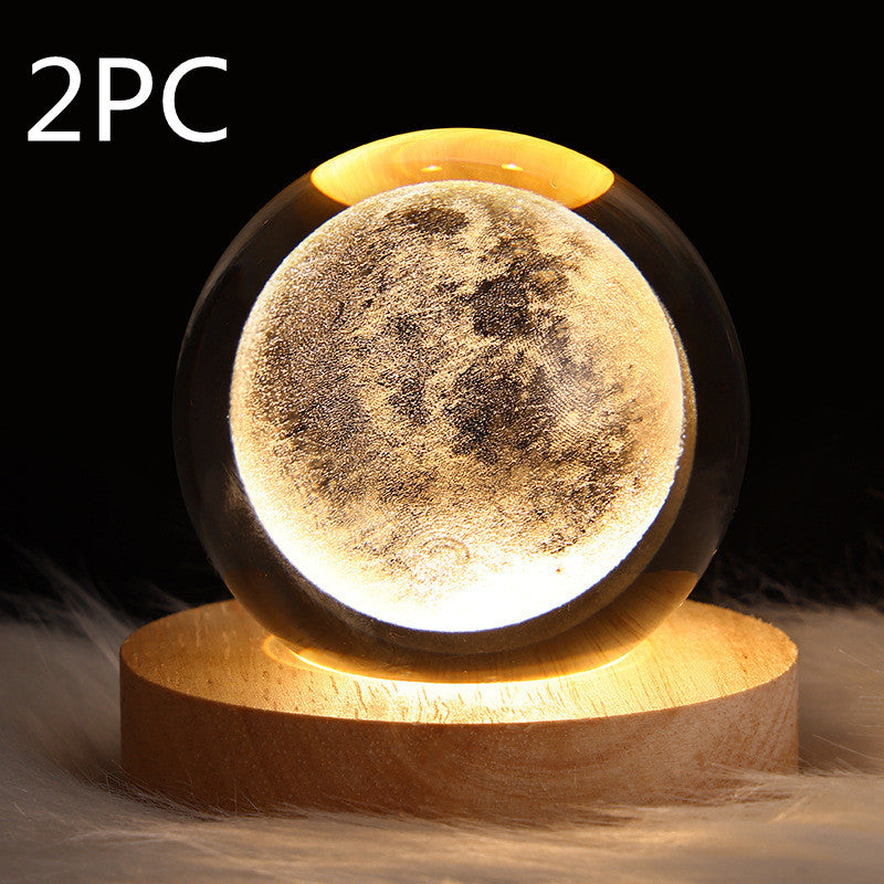 Luminous Starry Sky And Planets Moon Moon Crystal Ball Small Night Lamp Projection Ambience Light Creative Gift New Strange Gift