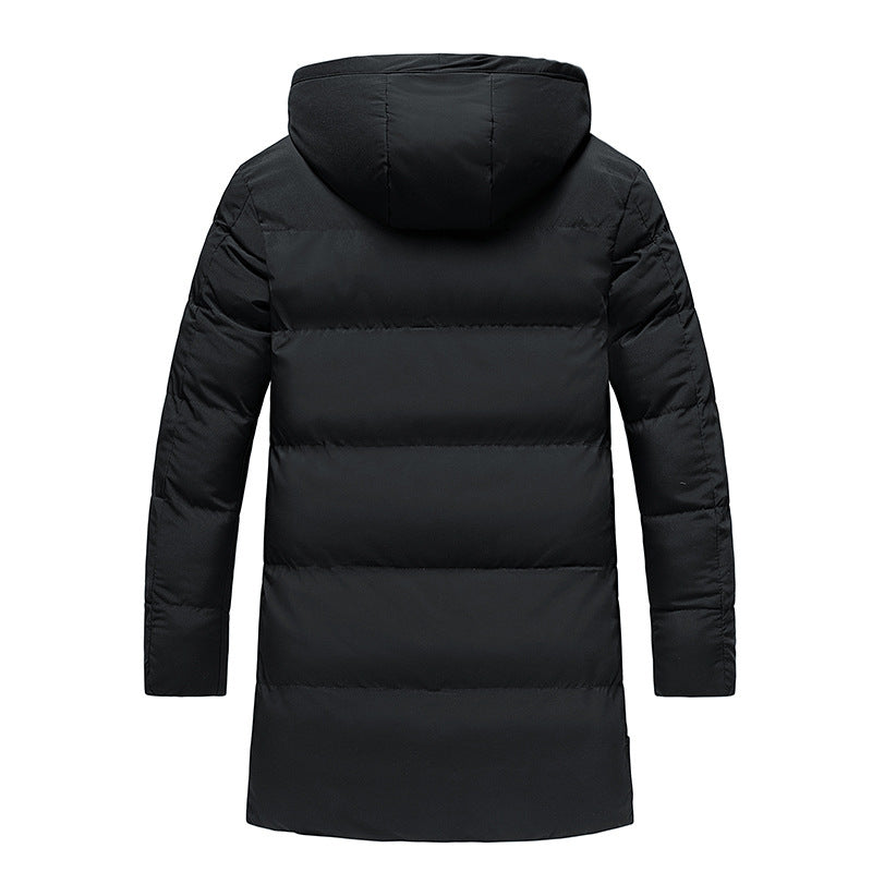 New Mid-length Trendy Thick Padded Jacket Winter Wear Plus Size Cotton Jacket Hooded Men's Clothing