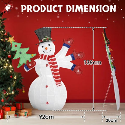 Lighted Snowman Christmas Yard Decorations, Pre-lit 2D Snowman Waving Hands With 170 LED Warm White Lights And Stakes For Xmas Outdoor Holiday Indoor Decor Lighted Holiday Displays