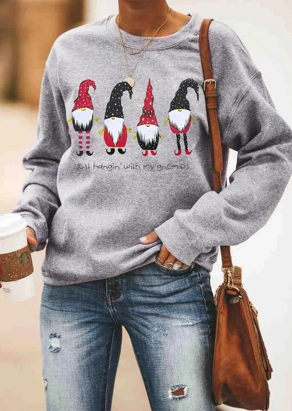 Printed Round Neck Long Sleeved Sweatshirt