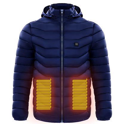 Men Heated Puffer Jacket Electric Heating Coat Insulated Hood Windbreaker 9Heat Zones