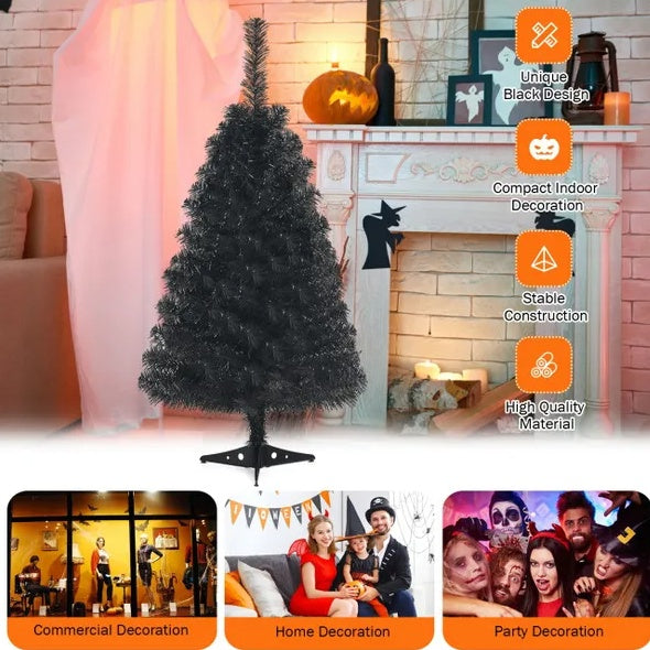 36 Inch Unlit Artificial Christmas Mini Tree With Plastic Stand