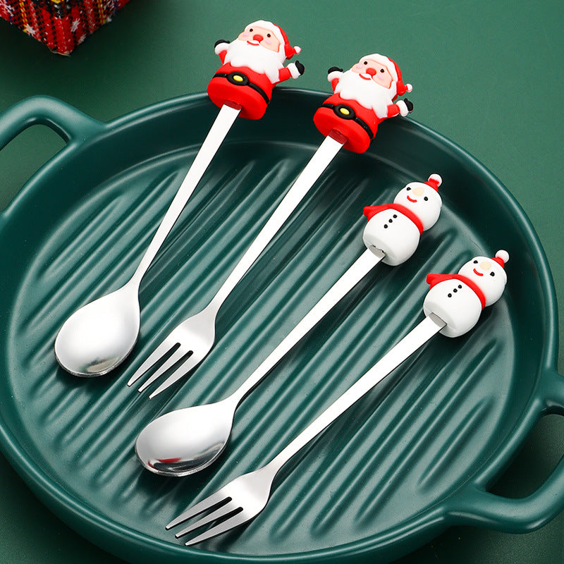 Christmas tableware gift box set spoon stainless steel high-looking home restaurant cartoon doll stainless steel spoon wholesale