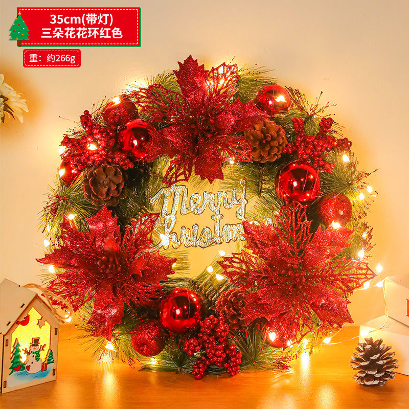 Christmas decorations snowflake wreath 2024 new Christmas tree ring home hotel scene layout door hanging ornaments