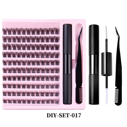 Cross-border new European and American false eyelashes set single cluster natural large capacity segmented hair transplant grafted eyelashes wholesale