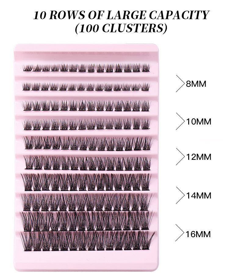 Cross-border new European and American false eyelashes set single cluster natural large capacity segmented hair transplant grafted eyelashes wholesale