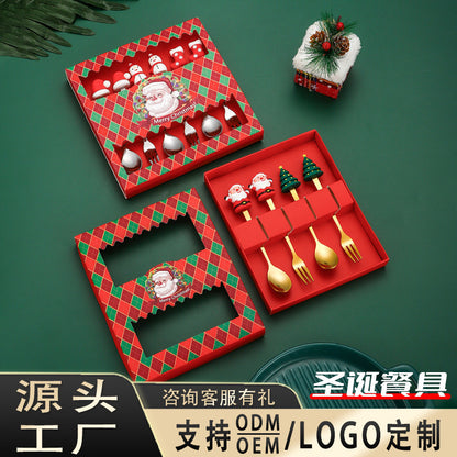 Christmas tableware gift box set spoon stainless steel high-looking home restaurant cartoon doll stainless steel spoon wholesale