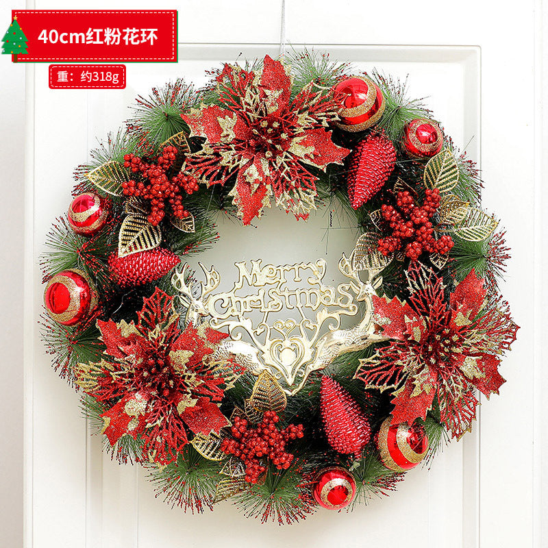 Christmas decorations snowflake wreath 2024 new Christmas tree ring home hotel scene layout door hanging ornaments