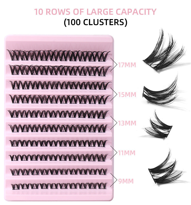 Cross-border new European and American false eyelashes set single cluster natural large capacity segmented hair transplant grafted eyelashes wholesale