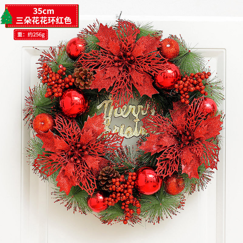 Christmas decorations snowflake wreath 2024 new Christmas tree ring home hotel scene layout door hanging ornaments