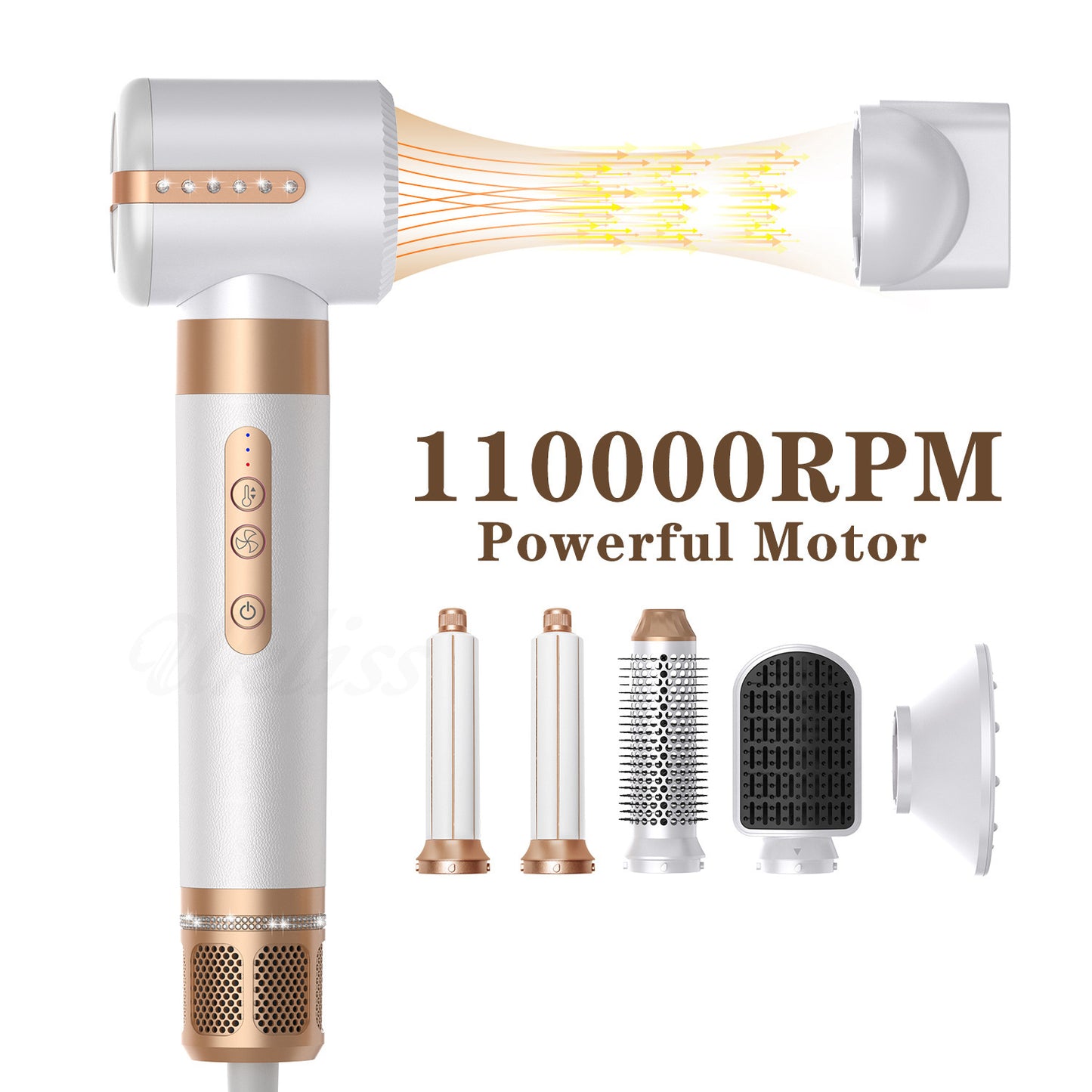 Multifunctional seven-in-one hot air comb curling straight styling automatic high-power high-speed brushless constant temperature hair dryer curly hair