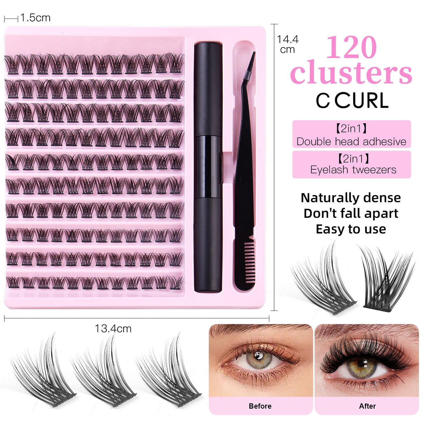 Cross-border new European and American false eyelashes set single cluster natural large capacity segmented hair transplant grafted eyelashes wholesale