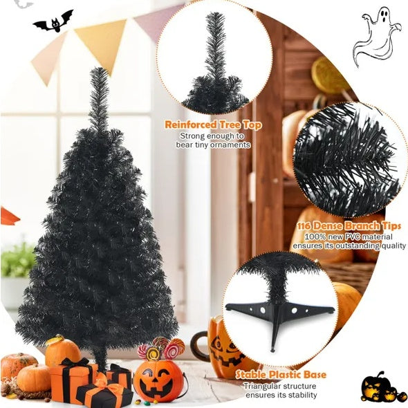 36 Inch Unlit Artificial Christmas Mini Tree With Plastic Stand