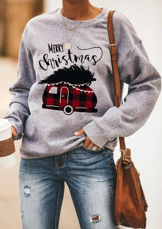 Printed Round Neck Long Sleeved Sweatshirt